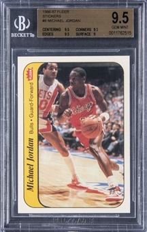 1986-87 Fleer Stickers #8 Michael Jordan Rookie Card - BGS GEM MINT 9.5 